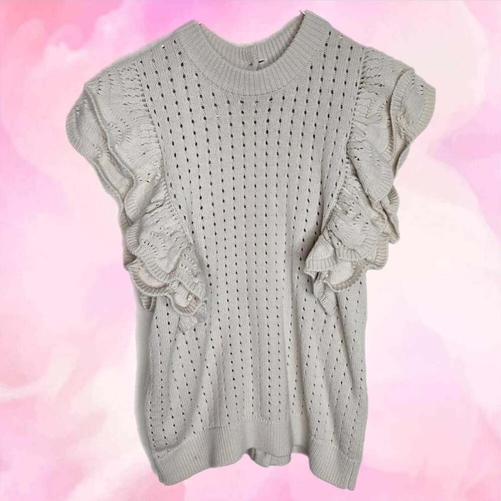 Who What Wear Ruffle Trim Button Back Sweater Vest